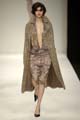 Distressed calf leather raincoat	Devore bronze plunge-front sleeve dress