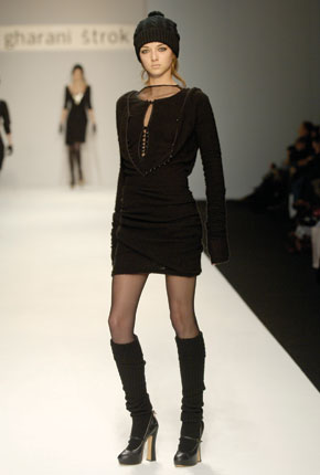 Black mohair knit button keyhole dress 