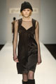 Black plain silk seamed tulip dress  