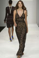 Black laser cut jacquard silk long panel dress 