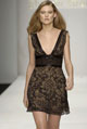Black laser cut jacquard silk panel mini dress 