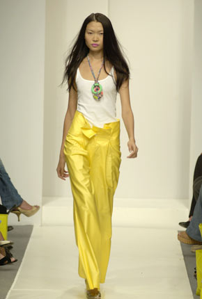 White cotton vest and Bright yellow cotton high waisted pant 