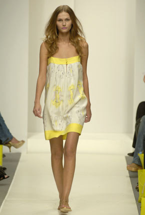 Lemon yellow silk girl print spaghetti-strap contrast dress