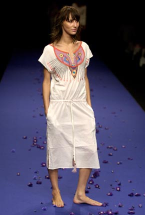 White cotton embroidery kaftan dress 